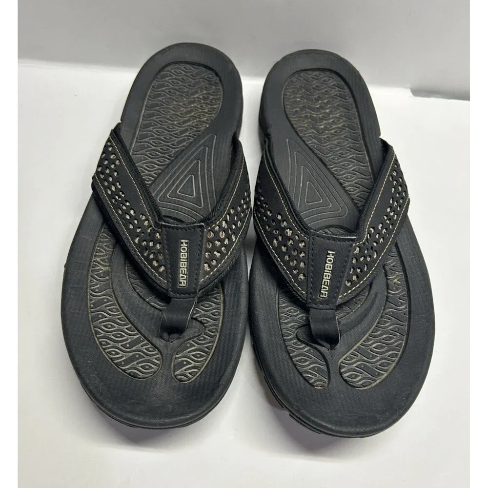 Black/Tan HobiBear Flip Flops Sport Thong Sandals Outdoor Beach EU 47 men 13